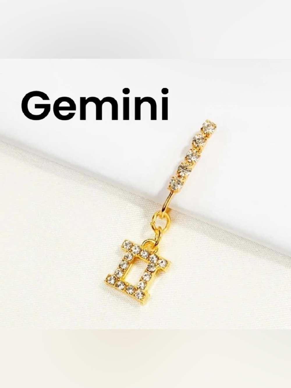 Gold colored Crystal Charm Drop nose ring clips